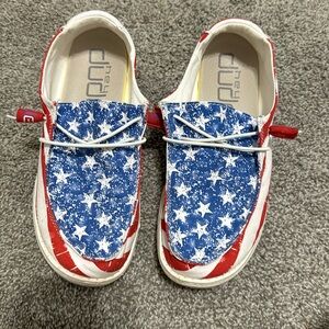 American flag Hey Dudes! EUC. These have been worn. Still have tons of life left